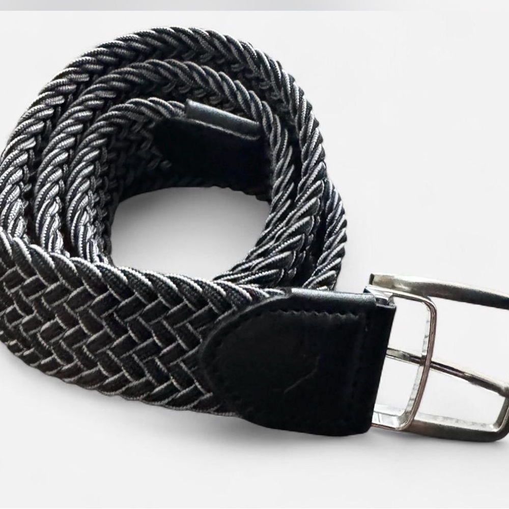 Tommy Bahama Men's Black Braided Belt